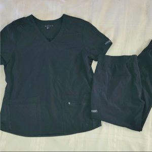 Med Coutour Jogger Scrub Set Charcoal Large